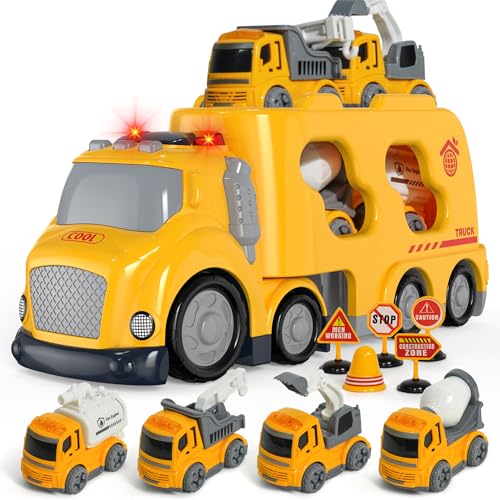 4 Pack Construction Toy Trucks Set for Kids