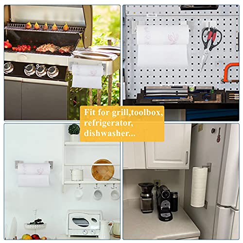 Magnetic Paper Towel Holder Heavy Duty Steel Holder with Magnetic Backing - Fit for Large Paper Towels or Use as Hook for Kitchen, Storage Closets, Grill, Garage (magnetic-1pair-brushed)