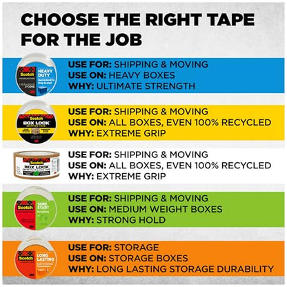 Scotch Heavy Duty Shipping Packing Tape, 4 Rolls