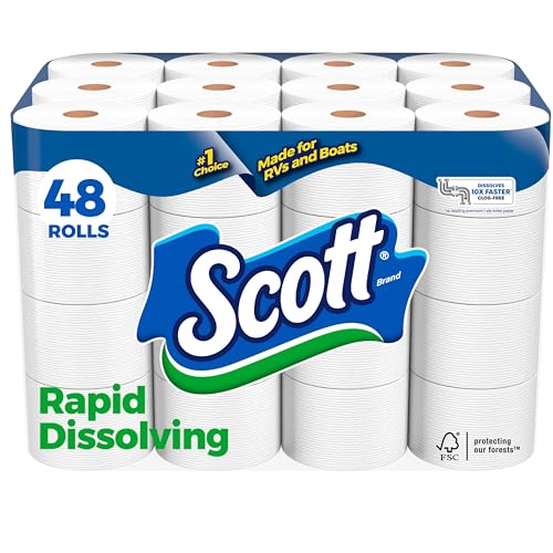 48 Double Rolls Scott Rapid-Dissolving Toilet Paper