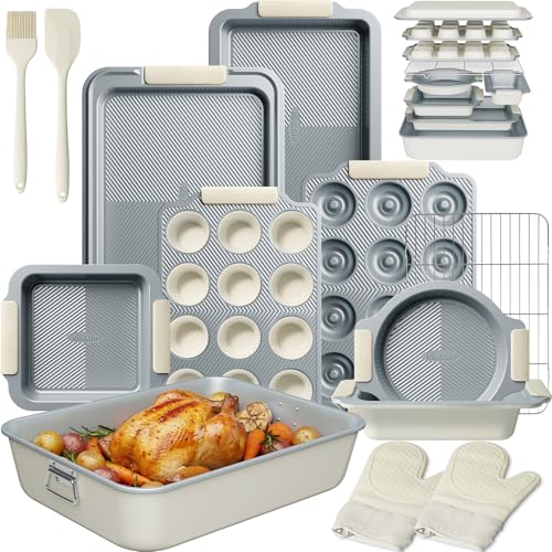 25 Piece Nonstick Stackable Baking Sheet Pan Set