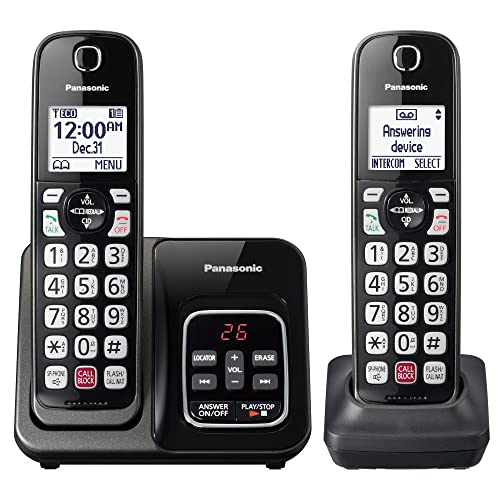 Panasonic Cordless Phone with Answering Machine, 2 Handsets