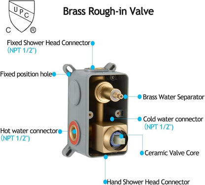 JingGang 10 Inch Ceiling Mounted Shower System Rain Mixer Shower Combo Set Rainfall Shower Head System ‎Brushed Gold Shower Faucet Rough-in Valve Body and Trim Included