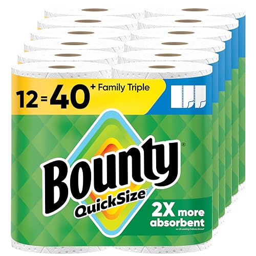 12 Family Triple Rolls Bounty Quick-Size Paper Towels