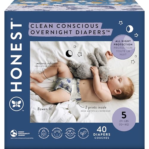 40 Count The Honest Company Overnight Diapers Hypoallergenic