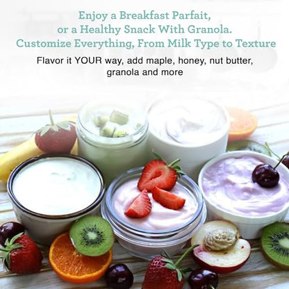 Euro Cuisine YM80 Electric Yogurt Maker Machine- Promote Gut Health with Probiotic Rich Homemade Yogurt -Home Yogurt Incubator with Glass Jars, White