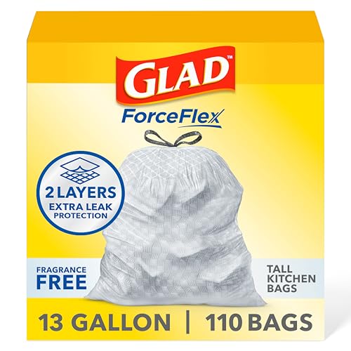 110 Count Glad ForceFlex 13 Gallon Kitchen Trash Bags With Extra Leak Protection