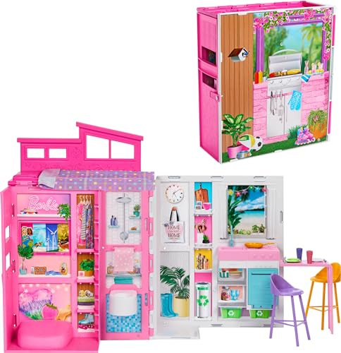 Barbie Dollhouse Playset with 11 Accessories, 4 Areas