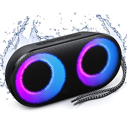 Waterproof Bluetooth Shower Speaker with LED Lights, 15W