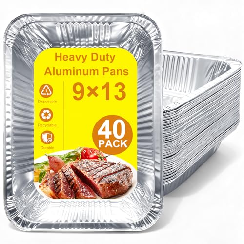 40 Pack Deep Disposable Aluminum Foil Pans
