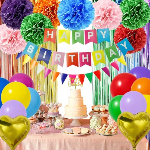 62 Piece Birthday Party Decoration Set with Balloons