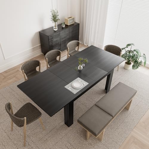 Extendable Dining Table for 6-10, Farmhouse Style