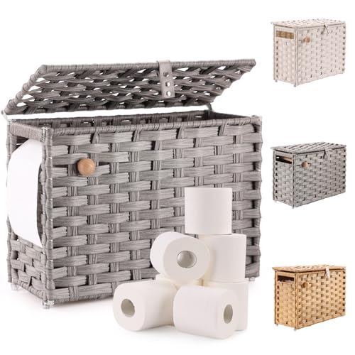 5.8 Gallon Rattan Toilet Paper Basket with Lid