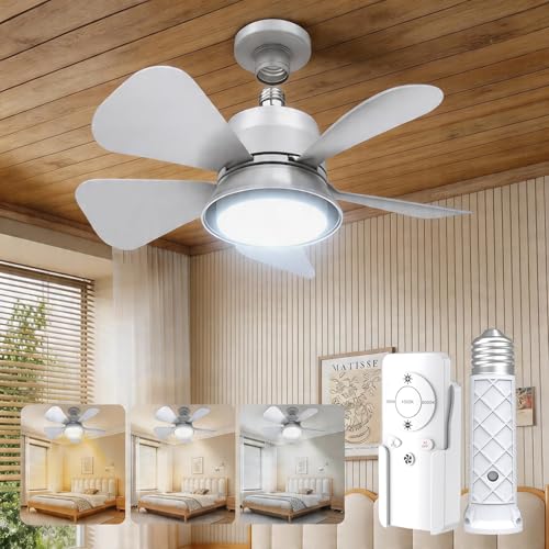 Socket Ceiling Fan Light with Remote and Dimmable LED