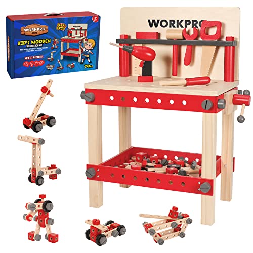 WORKPRO Kids Wooden Tool Bench Construction Toy Set