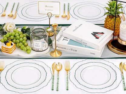 150 Pack Disposable Plates with Cutlery Set