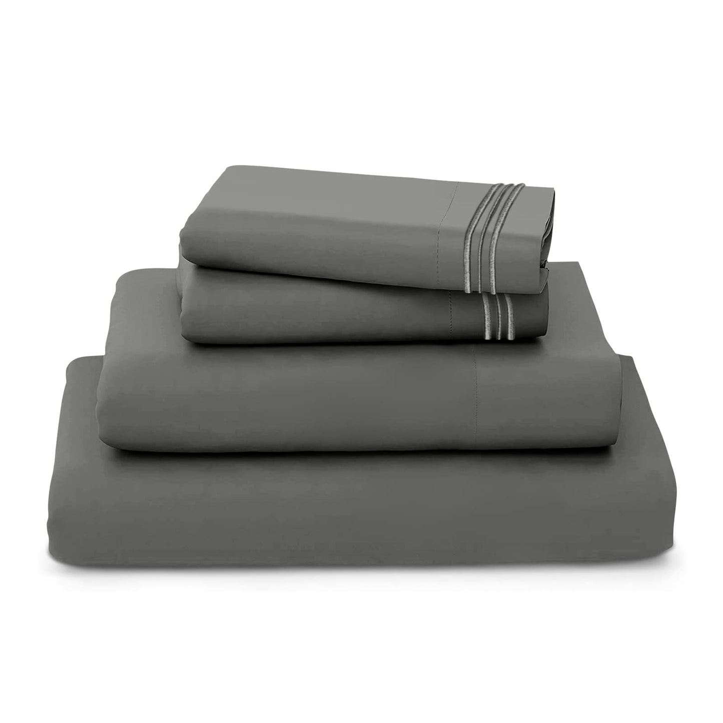 REDKEY Twin Size Bed Sheets Set 3 Piece Set Soft Microfiber Cozy Bedding Sheets & Pillowcases Sets with Deep Pocket Twin Bed Sheets Wrinkle Resistant - Easy Care (Twin,Grey)