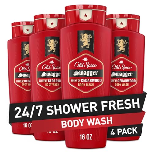 4 Pack Old Spice Swagger Body Wash Cedarwood 16oz