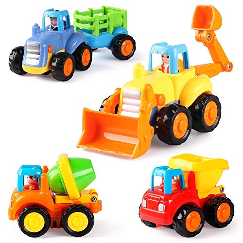 4 Pack Friction Powered Construction Toy Vehicles Set