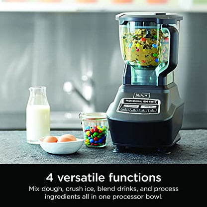 Ninja Blender, Food Processor, Blender for-Smoothies, Includes Pitcher, Smoothie Cup, and 8-Cup Bowl, Salsa, Dough, Shakes, Slush, and Frozen Drinks, Mega Kitchen System, 120 Volts, Black, BL770AMZ