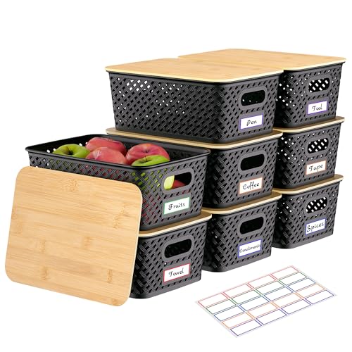8 Pack Stackable Plastic Storage Bins with Lids