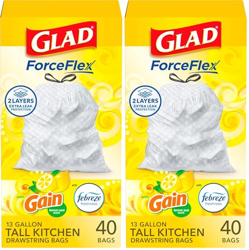 2 Pack Glad 13 Gallon Kitchen Trash Bags 40ct