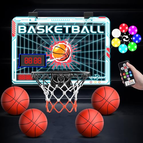 Indoor Mini Basketball Hoop with LED Scoreboard, Kids