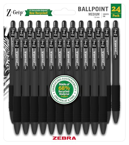 24 Pack Zebra Z-Grip Recycled Ballpoint Pens