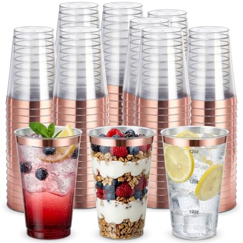 200 Pack 12oz Plastic Party Cups with Rim