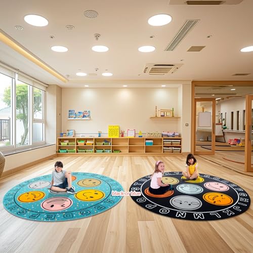 ABC Alphabet Rug 6ft Round Non-Slip Playmat