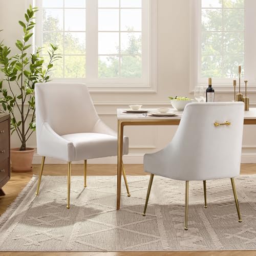 2 Pack Velvet Upholstered Dining Chairs Gold Legs