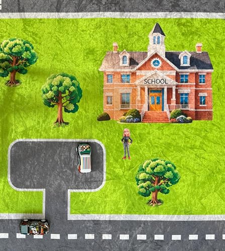 Smooth Haven Kids Play Rug, City Life Playmat, Super Soft Micro Fiber Hypoallergenic Low Pile Rug (27" x 40") Non-Slip Backing, Machine Washable, Educational Road Traffic Play Rug.