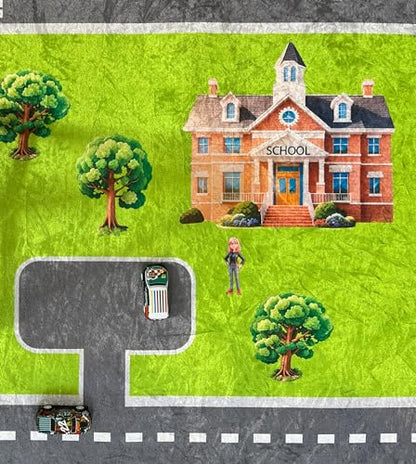 Smooth Haven Kids Play Rug, City Life Playmat, Super Soft Micro Fiber Hypoallergenic Low Pile Rug (27" x 40") Non-Slip Backing, Machine Washable, Educational Road Traffic Play Rug.