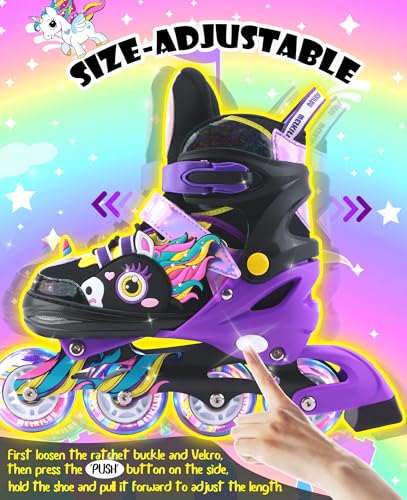 WESKIFAN Unicorn Inline Skates with Light Up Wheels