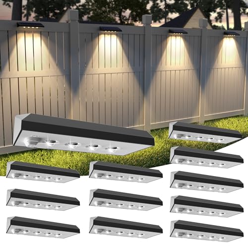 12 Pack Solar Fence Lights, Waterproof Outdoor Deck Lamps