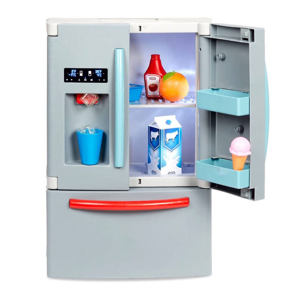 Little Tikes First Fridge Refrigerator with Ice Dispenser Pretend Play Appliance for Kids, Play Kitchen Set with Playset Accessories Unique Toy Multi-Color, 15.8” Wide x 11.5” deep x 23” Tall