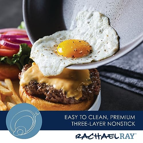 Rachael Ray Cook + Create Nonstick Frying Pans/Skillet Set, 9.5 Inch and 11.75 Inch, Gray