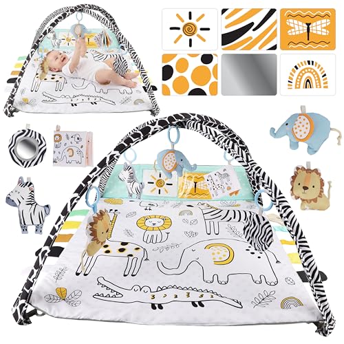 High Contrast Tummy Time Mat and Baby Play Gym