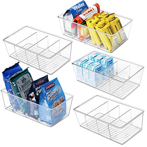 5 Pack Pantry Organizer Bins with Dividers
