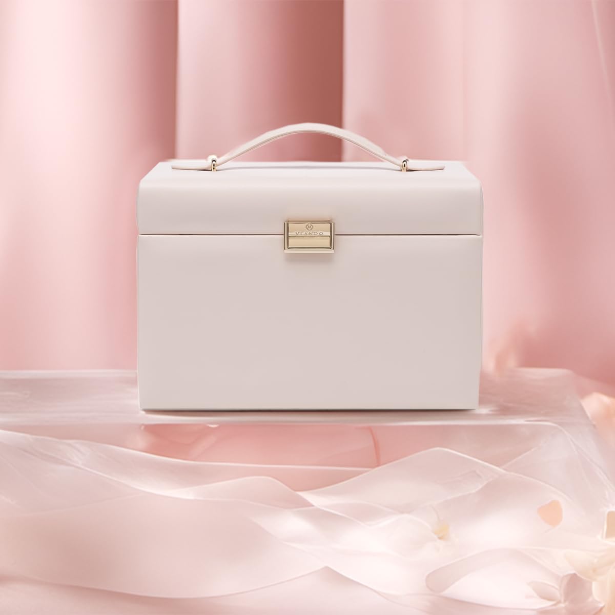Vlando Pink Leather Jewelry Box Organizer