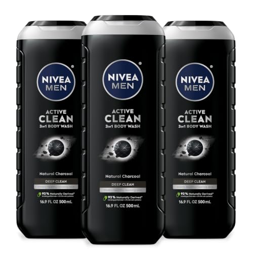 6 Bottles NIVEA MEN Active Clean Body Wash