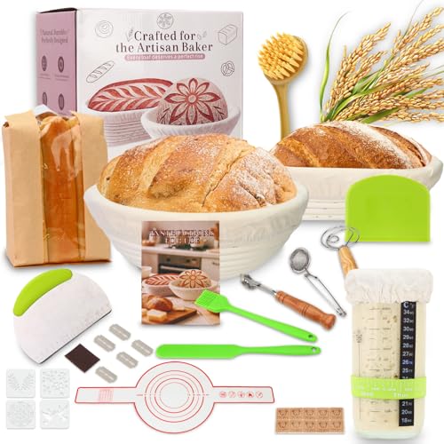 Sourdough Starter Kit with 2 Banneton Bread Baskets