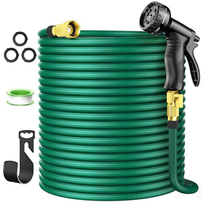 Garden Hose, Gretons Water Hose 100ft Expandable Garden Hose with 10 Function Hose Nozzle, 50 Layers Innovative Nano Rubber Retractable Hose, Lightweight No-Kink Flexible Garden Hose