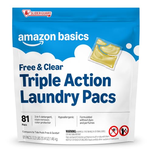81 Count Amazon Basics Free Clear Laundry Detergent Pacs
