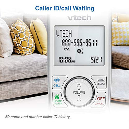 VTech VS112-27 DECT 6.0 Bluetooth 2 Handset Cordless Phone for Home with Answering Machine, Call Blocking, Caller ID, Intercom and Connect to Cell (White)