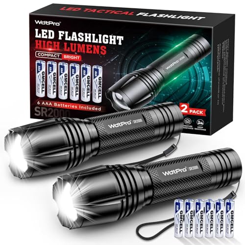 2 Pack High Lumens Tactical LED Flashlights Zoomable