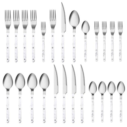 CAROTE 20-Piece Silverware Set, White Flatware set for 4, Stainless Steel Kitchen Utensil Set, Tableware Cutlery Set for Home