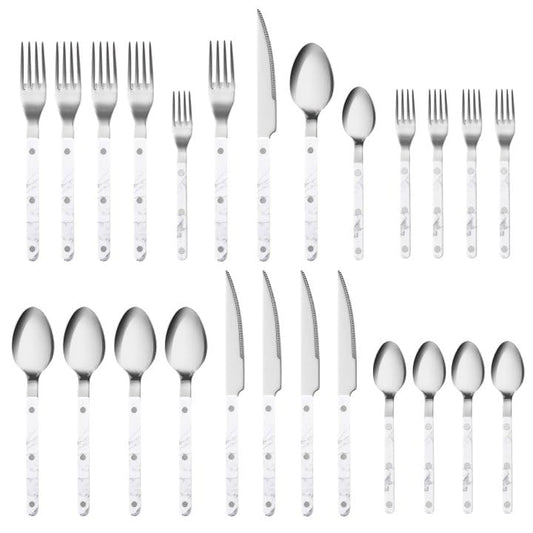 CAROTE 20-Piece Silverware Set, White Flatware set for 4, Stainless Steel Kitchen Utensil Set, Tableware Cutlery Set for Home