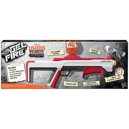 NERF Pro Gelfire Raid Blaster, Fire 5 Rounds at Once, 10,000 Gel Rounds, 800 Round Hopper, Eyewear, Toys for Teens Ages 14 & Up