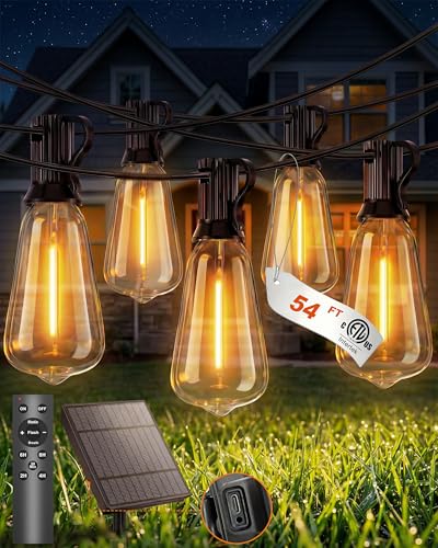 54FT Solar String Lights with Remote and USB